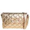 Marc Jacobs Metallic Gold Quilted Leather Bow Shoulder Bag For Women
