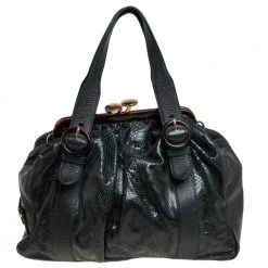 Marc Jacobs Dark Green Python And Leather Stam Satchel For Women