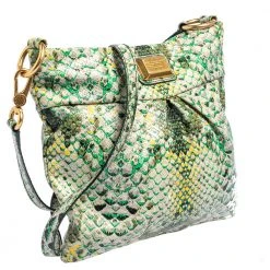 Marc Jacobs Green/Yellow Python Embossed PVC Slim Crossbody Bag For Women -Cheap Marc Jacobs Store luxury women marc jacobs used handbags p456103 007