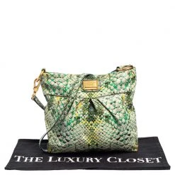 Marc Jacobs Green/Yellow Python Embossed PVC Slim Crossbody Bag For Women -Cheap Marc Jacobs Store luxury women marc jacobs used handbags p456103 008