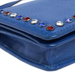 Marc Jacobs Blue Leather Jewel Embellished Wallet On Strap For Women -Cheap Marc Jacobs Store luxury women marc jacobs used handbags p461924 003