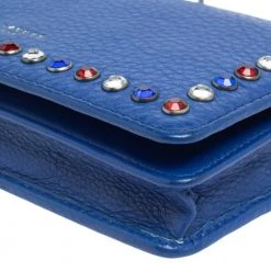 Marc Jacobs Blue Leather Jewel Embellished Wallet On Strap For Women -Cheap Marc Jacobs Store luxury women marc jacobs used handbags p461924 004
