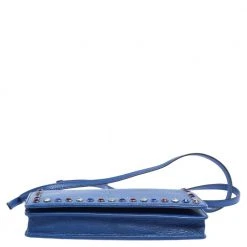 Marc Jacobs Blue Leather Jewel Embellished Wallet On Strap For Women -Cheap Marc Jacobs Store luxury women marc jacobs used handbags p461924 012
