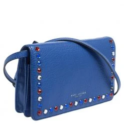 Marc Jacobs Blue Leather Jewel Embellished Wallet On Strap For Women -Cheap Marc Jacobs Store luxury women marc jacobs used handbags p461924 013