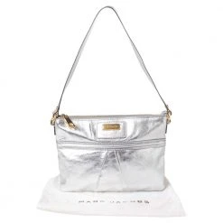 Marc Jacobs Metallic Silver Leather Flat Zip Clutch For Women -Cheap Marc Jacobs Store luxury women marc jacobs used handbags p466646 004