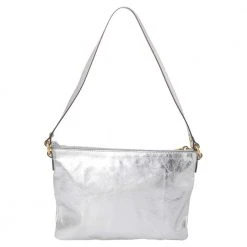 Marc Jacobs Metallic Silver Leather Flat Zip Clutch For Women -Cheap Marc Jacobs Store luxury women marc jacobs used handbags p466646 005