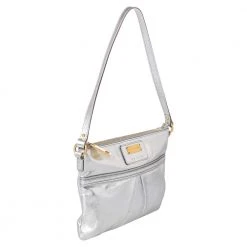 Marc Jacobs Metallic Silver Leather Flat Zip Clutch For Women -Cheap Marc Jacobs Store luxury women marc jacobs used handbags p466646 009