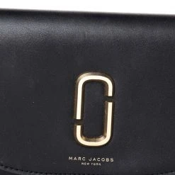Marc Jacobs Black Leather Flap Shoulder Bag For Women -Cheap Marc Jacobs Store luxury women marc jacobs used handbags p467062 006