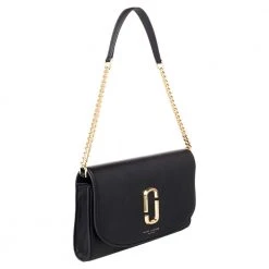 Marc Jacobs Black Leather Flap Shoulder Bag For Women -Cheap Marc Jacobs Store luxury women marc jacobs used handbags p467062 010