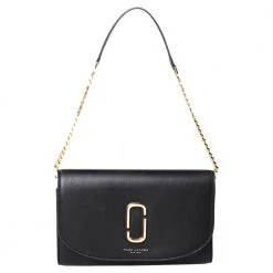 Marc Jacobs Black Leather Flap Shoulder Bag For Women