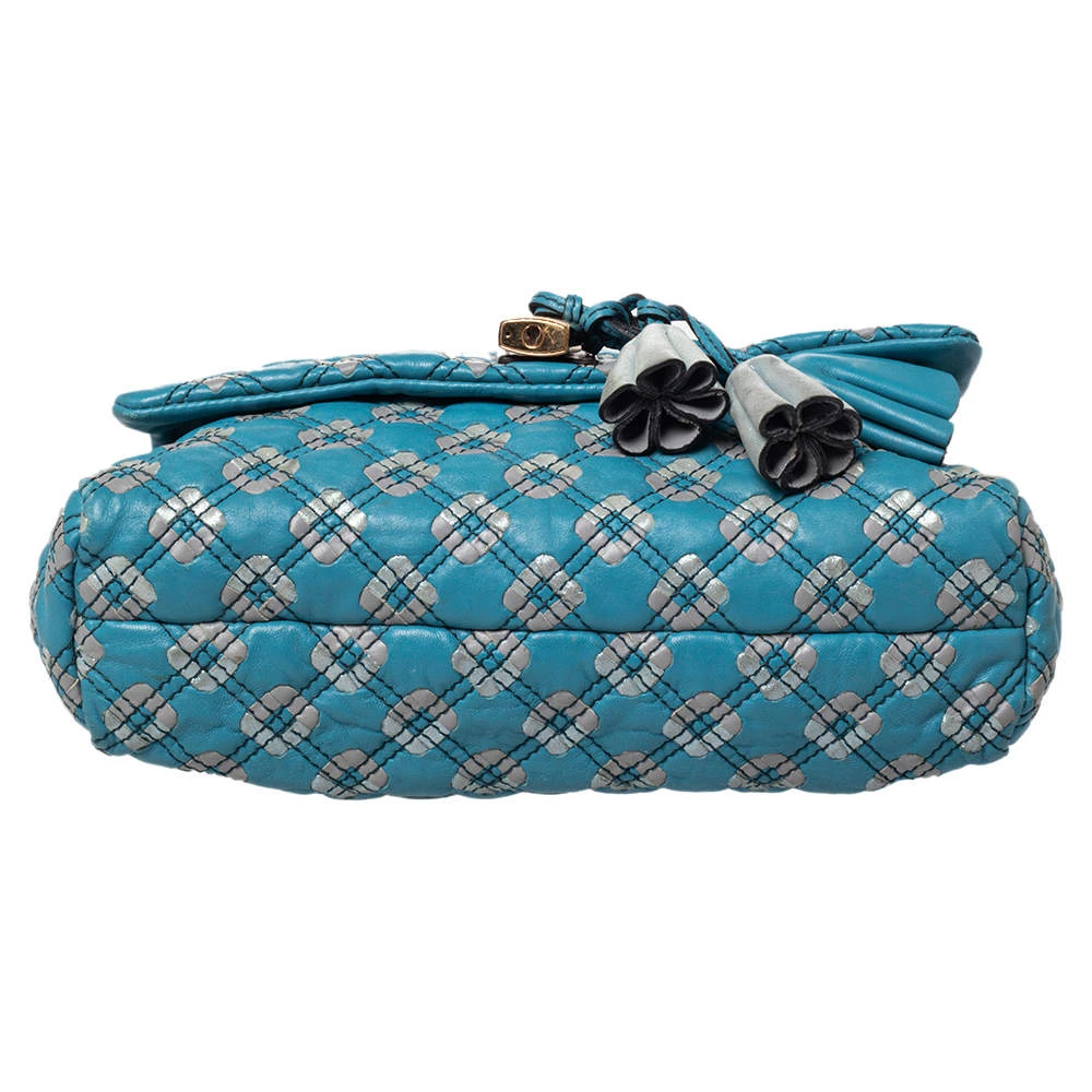 Marc Jacobs Blue Printed Leather Flap Padlock Shoulder Bag For Women 6 Marc Jacobs Blue Printed Leather Flap Padlock Shoulder Bag For Women - Image 6