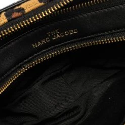 Marc Jacobs Brown/Black Leather & Fabric The Softshot Crossbody Bag For Women -Cheap Marc Jacobs Store luxury women marc jacobs used handbags p470515 002