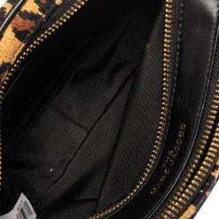 Marc Jacobs Brown/Black Leather & Fabric The Softshot Crossbody Bag For Women -Cheap Marc Jacobs Store luxury women marc jacobs used handbags p470515 004