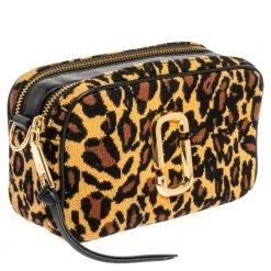 Marc Jacobs Brown/Black Leather & Fabric The Softshot Crossbody Bag For Women -Cheap Marc Jacobs Store luxury women marc jacobs used handbags p470515 014