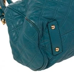 Marc Jacobs Teal Blue Quilted Leather Stam Satchel For Women -Cheap Marc Jacobs Store luxury women marc jacobs used handbags p472670 001
