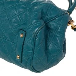 Marc Jacobs Teal Blue Quilted Leather Stam Satchel For Women -Cheap Marc Jacobs Store luxury women marc jacobs used handbags p472670 003