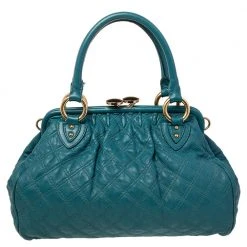 Marc Jacobs Teal Blue Quilted Leather Stam Satchel For Women -Cheap Marc Jacobs Store luxury women marc jacobs used handbags p472670 008