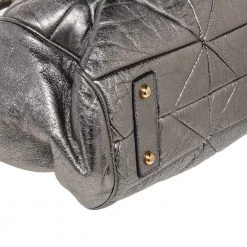 Marc Jacobs Metallic Grey Quilted Leather Stam Satchel For Women -Cheap Marc Jacobs Store luxury women marc jacobs used handbags p475203 011