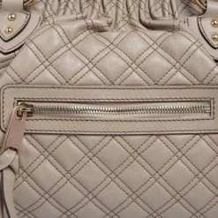 Marc Jacobs Beige Quilted Leather Stam Satchel For Women -Cheap Marc Jacobs Store luxury women marc jacobs used handbags p482873 002