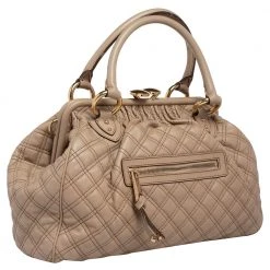 Marc Jacobs Beige Quilted Leather Stam Satchel For Women -Cheap Marc Jacobs Store luxury women marc jacobs used handbags p482873 003