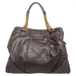 Marc Jacobs Grey Quilted Leather Alyona Satchel For Women -Cheap Marc Jacobs Store luxury women marc jacobs used handbags p492598 011