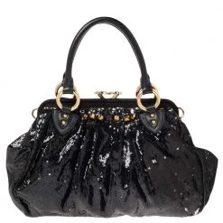 Marc Jacobs Blue/Black Sequin,Suede And Leather New York Rocker Stam Satchel For Women