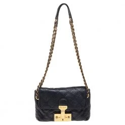Marc Jacobs Black Quilted Leather Baroque Shoulder Bag For Women