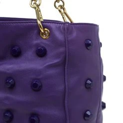 Marc Jacobs Purple Lambskin Studded Jet Tote For Women -Cheap Marc Jacobs Store luxury women marc jacobs used handbags p50699 006