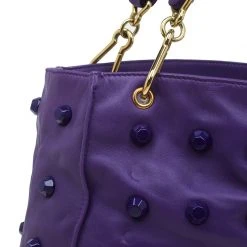 Marc Jacobs Purple Lambskin Studded Jet Tote For Women -Cheap Marc Jacobs Store luxury women marc jacobs used handbags p50699 007