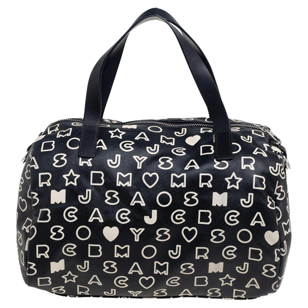 Marc Jacobs Black/White Dreamy Logo Coated Canvas And Leather Eazy Taryn Boston Bag For Women 4 Marc Jacobs Black/White Dreamy Logo Coated Canvas And Leather Eazy Taryn Boston Bag For Women - Image 4