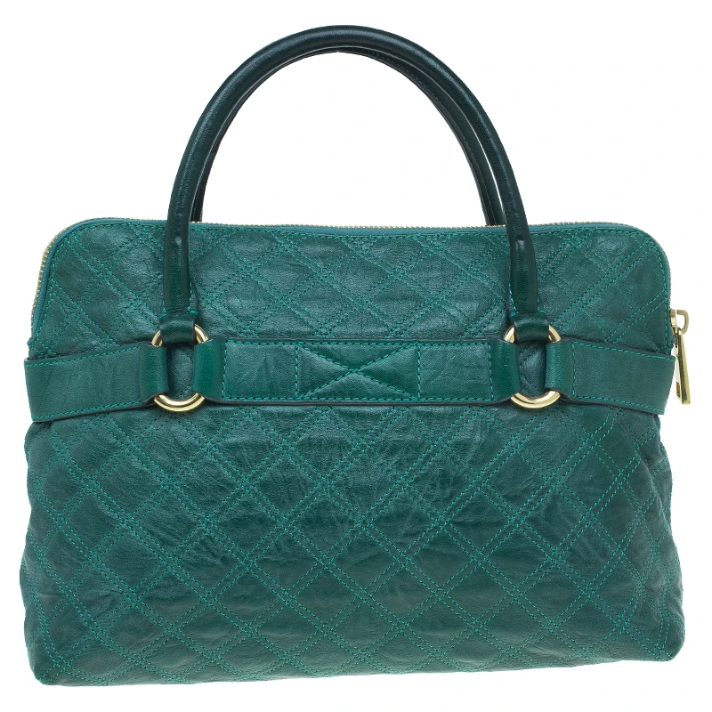 Marc Jacobs Green Quilted Leather Bruna Belted Tote For Women 4 Marc Jacobs Green Quilted Leather Bruna Belted Tote For Women - Image 4