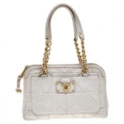 Marc Jacobs White Leather Chain Shoulder Bag For Women