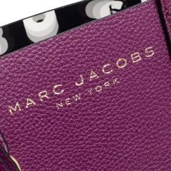 Marc Jacobs Purple Leather Mini Grind Tote For Women -Cheap Marc Jacobs Store luxury women marc jacobs used handbags p519581 002
