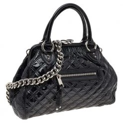 Marc Jacobs Black Quilted Patent Leather Stam Shoulder Bag For Women 13 Marc Jacobs Black Quilted Patent Leather Stam Shoulder Bag For Women -Cheap Marc Jacobs Store luxury women marc jacobs used handbags p532990 004