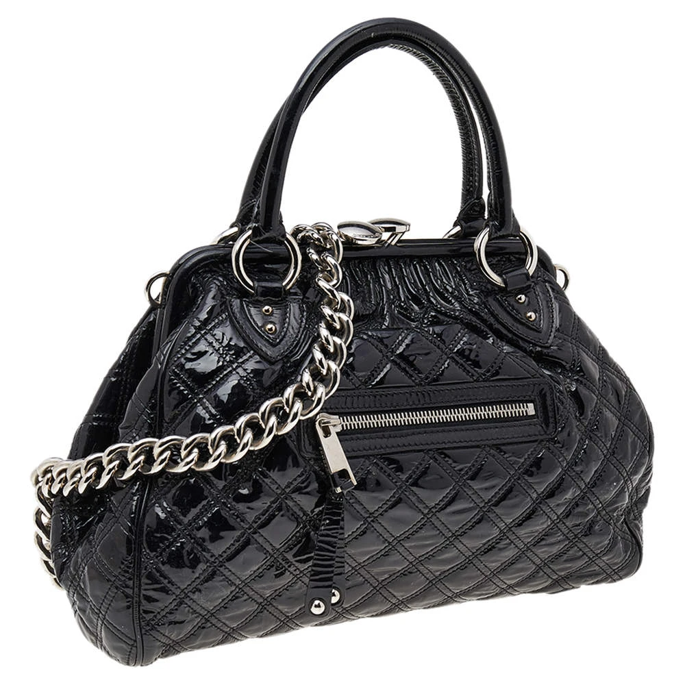 Marc Jacobs Black Quilted Patent Leather Stam Shoulder Bag For Women 3 Marc Jacobs Black Quilted Patent Leather Stam Shoulder Bag For Women - Image 3