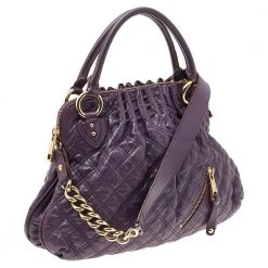 Marc Jacobs Purple Quilted Leather Cecilia Satchel For Women -Cheap Marc Jacobs Store luxury women marc jacobs used handbags p535680 006