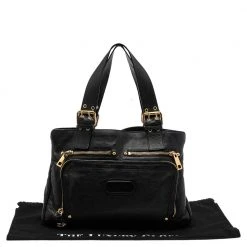Marc Jacobs Black Leather Front Pocket Tote For Women -Cheap Marc Jacobs Store luxury women marc jacobs used handbags p552291 005