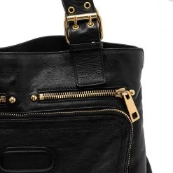 Marc Jacobs Black Leather Front Pocket Tote For Women -Cheap Marc Jacobs Store luxury women marc jacobs used handbags p552291 011
