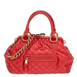 Marc Jacobs Bright Orange Quilted Leather Stam Satchel For Women
