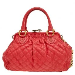 Marc Jacobs Bright Orange Quilted Leather Stam Satchel For Women -Cheap Marc Jacobs Store luxury women marc jacobs used handbags p556201 011
