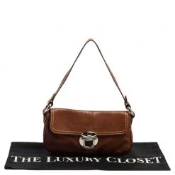 Marc Jacobs Brown Leather Pushlock Baguette Bag For Women -Cheap Marc Jacobs Store luxury women marc jacobs used handbags p560576 002
