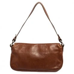 Marc Jacobs Brown Leather Pushlock Baguette Bag For Women -Cheap Marc Jacobs Store luxury women marc jacobs used handbags p560576 006