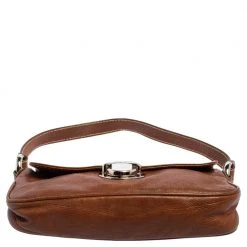 Marc Jacobs Brown Leather Pushlock Baguette Bag For Women -Cheap Marc Jacobs Store luxury women marc jacobs used handbags p560576 007