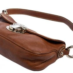 Marc Jacobs Brown Leather Pushlock Baguette Bag For Women -Cheap Marc Jacobs Store luxury women marc jacobs used handbags p560576 009
