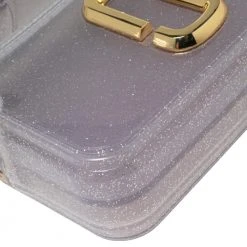 Marc Jacobs Silver Glitter Vinyl The Jelly Snapshot Shoulder Bag For Women -Cheap Marc Jacobs Store luxury women marc jacobs used handbags p570098 006