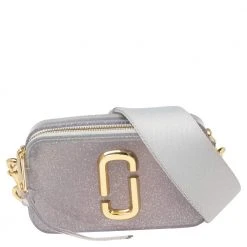 Marc Jacobs Silver Glitter Vinyl The Jelly Snapshot Shoulder Bag For Women