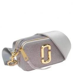 Marc Jacobs Silver Glitter Vinyl The Jelly Snapshot Shoulder Bag For Women -Cheap Marc Jacobs Store luxury women marc jacobs used handbags p570098 010
