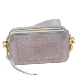 Marc Jacobs Silver Glitter Vinyl The Jelly Snapshot Shoulder Bag For Women -Cheap Marc Jacobs Store luxury women marc jacobs used handbags p570098 012