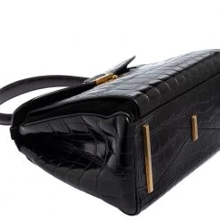 Marc Jacobs Black Croc Embossed Leather Metropolitan Top Handle Bag For Women -Cheap Marc Jacobs Store luxury women marc jacobs used handbags p572068 014