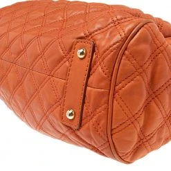 Marc Jacobs Orange Quilted Leather Stam Satchel For Women -Cheap Marc Jacobs Store luxury women marc jacobs used handbags p577242 008